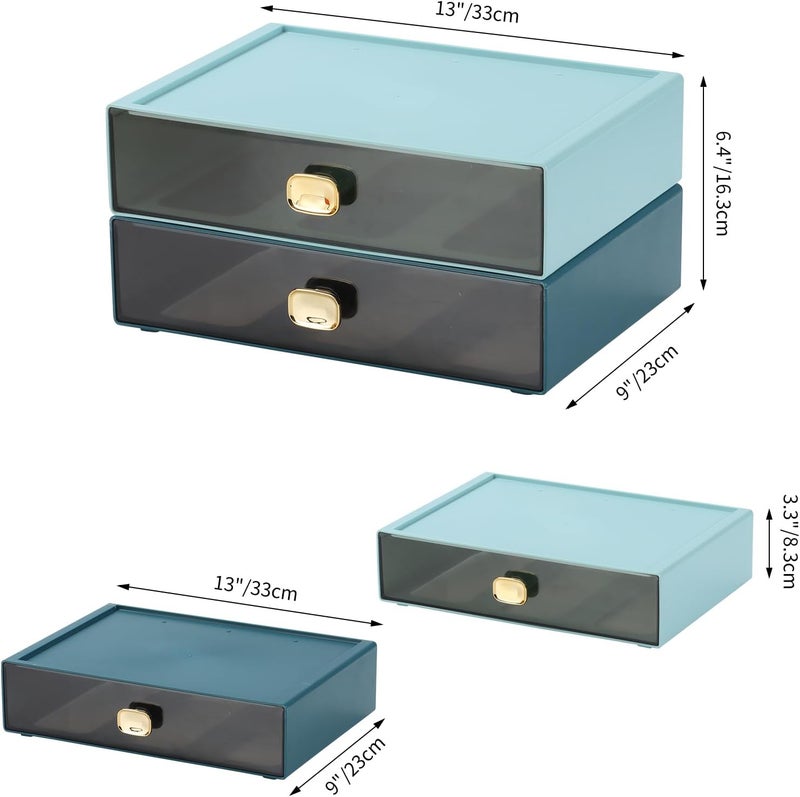 OSteed Spacious Desktop Storage Box, 1 Large Storage Drawer, Stackable Office Desk Drawer Organizer and Accessories, Printer Paper Organizer, Cyan Plastic Drawers for Workspace & Home - Image 3